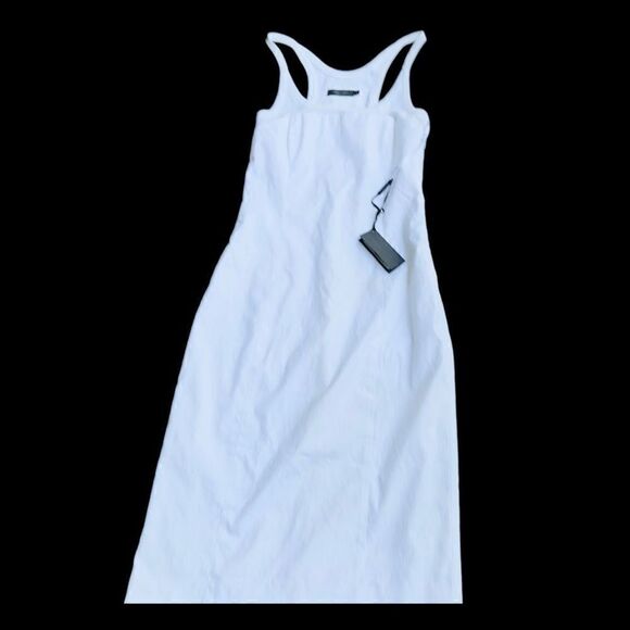 CALVIN KLEIN COLLECTION Made In Italy NWT White Cotton Spandex Bodycon Fitted Dr - Picture 1 of 16